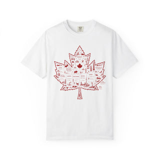 Canadian Maple Leaf Shirt Vintage Garment Dyed Cotton Tee Heavyweight Fabric Construction Ring Spun Cotton Quality Relaxed Fit Style Comfortable Daily Wear Essential Faded Graphic Design Patriotic Apparel Statement Soft Fabric Feel Perfect