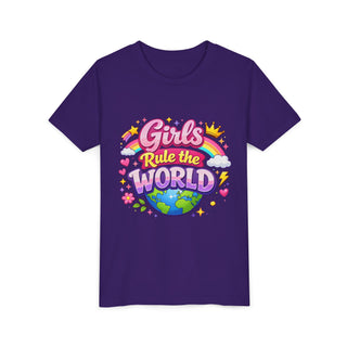 Girls Rule The World Shirt Cute Empowering Kids Graphic Tee Gift