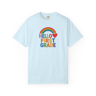 Hello First Grade T-Shirt — Rainbow Back-to-School Shirt for Kids