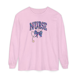 Floral Nurse Long Sleeve Shirt Girly Healthcare RN LPN NICU School Nurse Stethoscope Tee Nurse Appreciation New Grad Birthday Gift