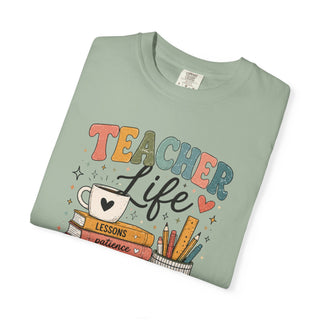 Teacher Life Retro Graphic Tee, Cute Vintage Teacher Shirt, Coffee Teach Inspire Repeat Gift for Teachers and Educators