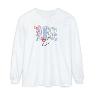 Floral Nurse Long Sleeve Shirt Girly Healthcare RN LPN NICU School Nurse Gift Tee Nurse Appreciation Gift New Nurse Gift