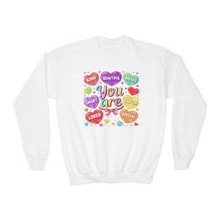 You Are Kind Brave Smart Loved Girls Youth Crewneck Sweatshirt Cute Affirmation