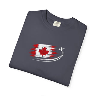 Distressed Canadian Flag Airplane T-Shirt, Maple Leaf Aviation Tee, Patriotic Travel Comfort Colors Shirt