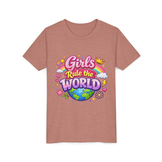 Girls Rule The World Shirt Cute Empowering Kids Graphic Tee Gift