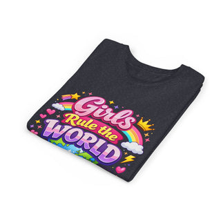 Girls Rule The World Shirt Cute Empowering Kids Graphic Tee Gift