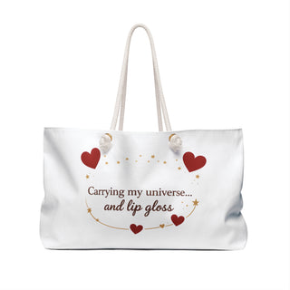 Carrying My Universe & Lip Gloss Tote Bag, Cute Aesthetic Canvas Gift