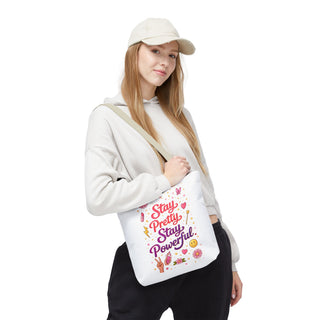 Stay Pretty Stay Powerful Tote Bag, Aesthetic Canvas Motivational Gift