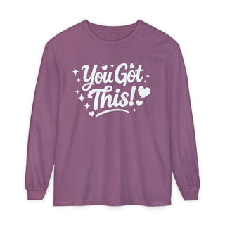 You Got This Long Sleeve Shirt – Cute Motivational Graphic Tee, Positive Affirmation Shirt, Trendy Red Aesthetic Top