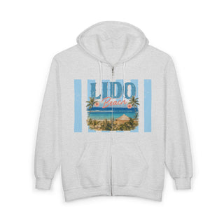 Lido Beach Vintage Coastal Hoodie Tropical Beach Vacation Hooded Sweatshirt Retro Summer Travel Hoodie Palm Tree Ocean Graphic Gift for Beach Lovers