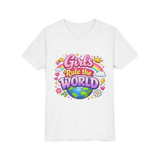 Girls Rule The World Shirt Cute Empowering Kids Graphic Tee Gift