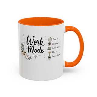 Work Mode ON Accent Coffee Mug (11, 15oz) – Productivity & Focus
