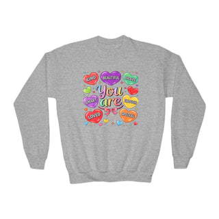 You Are Kind Brave Smart Loved Girls Youth Crewneck Sweatshirt Cute Affirmation