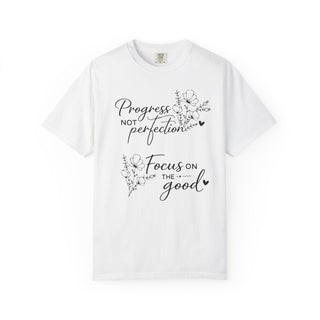 Progress Not Perfection Focus on the Good Inspirational Floral T-Shirt Gift