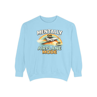 Comfort Colors Mentally On Airplane Mode Vintage Retro Airplane Sweatshirt