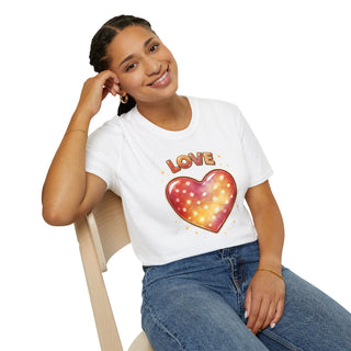 Love Heart Graphic T-Shirt, Cute Aesthetic Red Gold Heart Shirt for Women