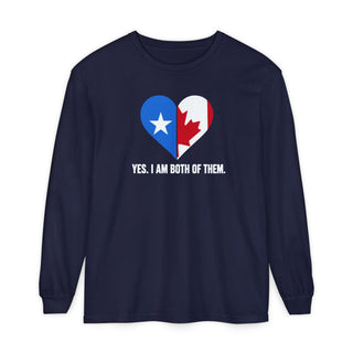Somali Canadian Pride Long Sleeve Shirt – Yes, I Am Both of Them, Somalia Canada Flag Heart Tee