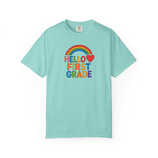 Hello First Grade T-Shirt — Rainbow Back-to-School Shirt for Kids
