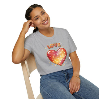 Love Heart Graphic T-Shirt, Cute Aesthetic Red Gold Heart Shirt for Women