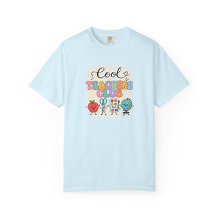 Cool Teachers Club Graphic Tee Garment Dyed Teacher Shirt Relaxed Fit Cotton Design Casual Professional Teaching Outfit Soft Heavy Material Comfortable Daily Wear Back To School Style Educator Appreciation Gift Classroom Attire Essential