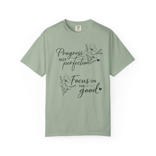 Progress Not Perfection Focus on the Good Inspirational Floral T-Shirt Gift
