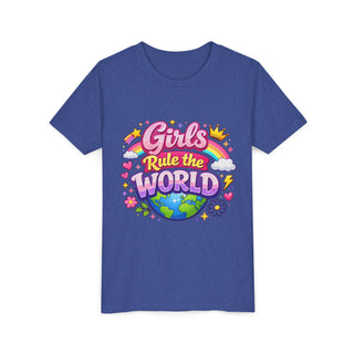Girls Rule The World Shirt Cute Empowering Kids Graphic Tee Gift