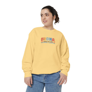 Vintage Graphic Sweatshirt – Garment Dyed Relaxed Fit Crewneck Original Since Day One Sweatshirt