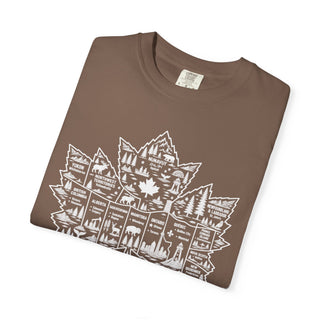 Canada Outdoor Shirt White Maple Leaf with Provinces Territories and Cities Vintage Wilderness Design