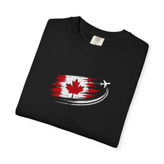 Distressed Canadian Flag Airplane T-Shirt, Maple Leaf Aviation Tee, Patriotic Travel Comfort Colors Shirt