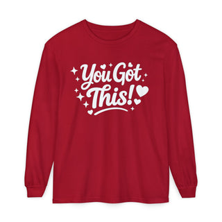 You Got This Long Sleeve Shirt – Cute Motivational Graphic Tee, Positive Affirmation Shirt, Trendy Red Aesthetic Top