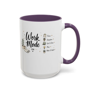 Work Mode ON Accent Coffee Mug (11, 15oz) – Productivity & Focus
