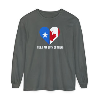 Somali Canadian Pride Long Sleeve Shirt – Yes, I Am Both of Them, Somalia Canada Flag Heart Tee