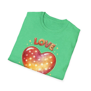 Love Heart Graphic T-Shirt, Cute Aesthetic Red Gold Heart Shirt for Women