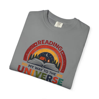 Retro Reading My Way to the Universe Book Lover Bookworm Librarian Tee