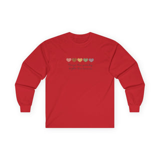 Stronger Than Yesterday Long Sleeve Shirt, Cute Heart Graphic Tee, Aesthetic Minimalist Top