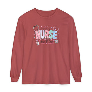 Born to Care Nurse Long Sleeve Shirt Cute Healthcare RN LPN NICU School Nurse Tee New Nurse Birthday Gift