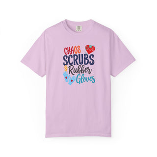 Chaos Scrubs & Rubber Gloves T-Shirt, Funny Nurse Shirt, RN LPN Gift, Healthcare Worker Tee, Nurse Appreciation Shirt, Medical Professional Gift