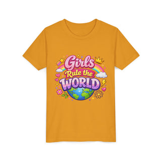 Girls Rule The World Shirt Cute Empowering Kids Graphic Tee Gift
