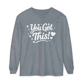 You Got This Long Sleeve Shirt – Cute Motivational Graphic Tee, Positive Affirmation Shirt, Trendy Red Aesthetic Top