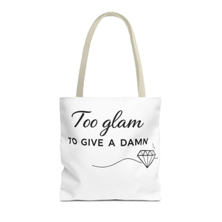 Too Glam to Give a Damn Tote Bag, Funny Aesthetic Canvas Gift for Her