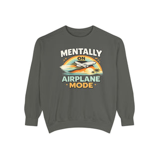 Comfort Colors Mentally On Airplane Mode Vintage Retro Airplane Sweatshirt