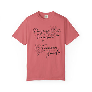 Progress Not Perfection Focus on the Good Inspirational Floral T-Shirt Gift