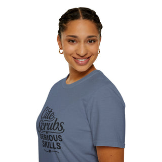 Cute Scrubs Serious Skills Shirt, Funny Nurse Tee, Healthcare Worker Gift