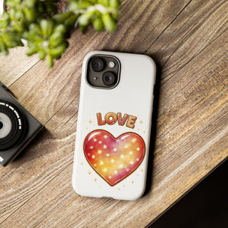 Love Rainbow Heart Phone Case, Pastel Aesthetic Cute Girly Gift for Her