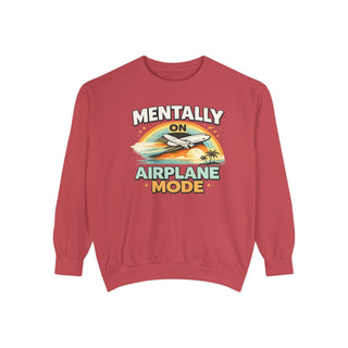 Comfort Colors Mentally On Airplane Mode Vintage Retro Airplane Sweatshirt