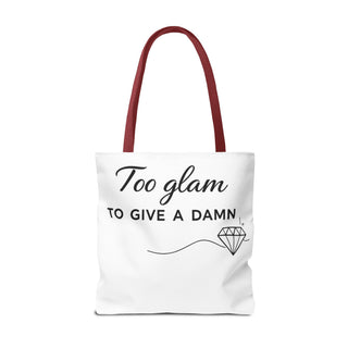 Too Glam to Give a Damn Tote Bag, Funny Aesthetic Canvas Gift for Her