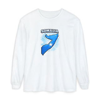 Somalia Map Flag Long Sleeve Shirt, Somali Pride Tee, Vintage Somalia Star Design, Somali Heritage Gift, Patriotic Country Long Sleeve