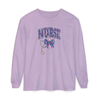 Floral Nurse Long Sleeve Shirt Girly Healthcare RN LPN NICU School Nurse Stethoscope Tee Nurse Appreciation New Grad Birthday Gift