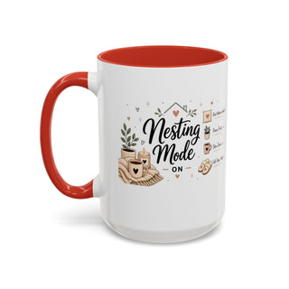 Nesting Mode Accent Coffee Mug (11, 15oz) – Cozy Self Care Vibes