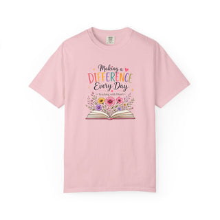 Making a Difference Every Day Teacher Shirt, Teaching with Heart Tee, Inspirational Teacher Gift, Cute Floral Teacher T-Shirt